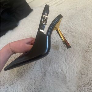 Steve Madden Black and Gold Slingback Heels